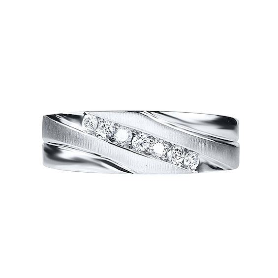 Previously Owned Diamond Men's Wedding Band 1/4 ct tw Round-cut 10K White Gold
