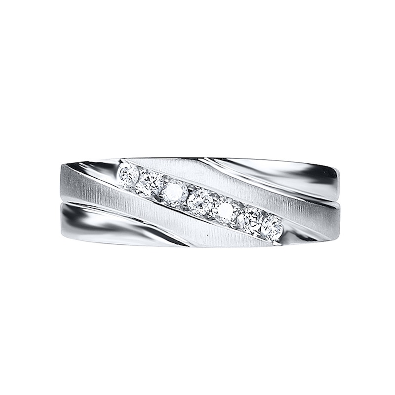 Previously Owned Diamond Men's Wedding Band 1/4 ct tw Round-cut 10K White Gold