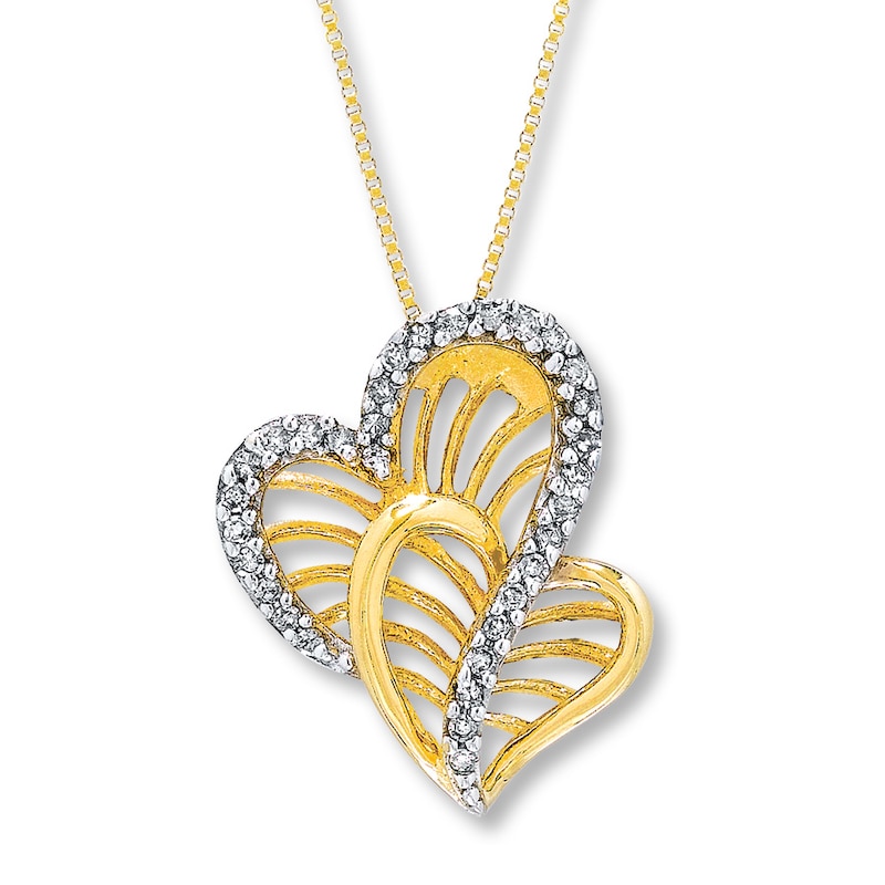 Main Image 1 of Previously Owned Diamond Heart Necklace 1/10 ct tw Round-Cut 10K Yellow Gold