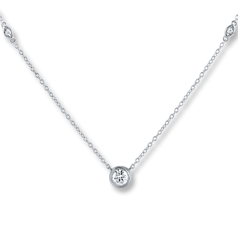 Main Image 1 of Previously Owned Diamond Necklace 3/4 ct tw Round-cut 14K White Gold