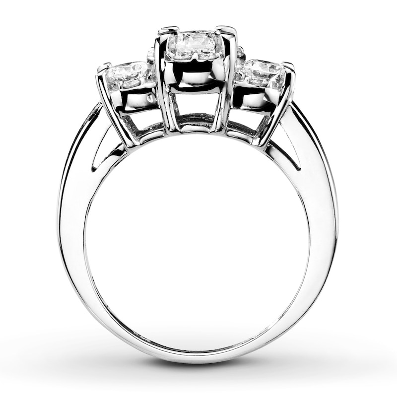 Main Image 2 of Previously Owned Diamond 3-Stone Engagement Ring 1 ct tw Round-cut 14K White Gold