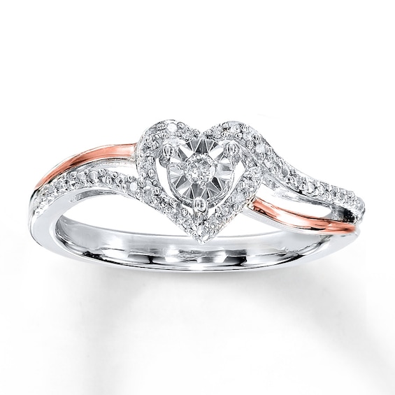 Previously Owned Diamond Heart Ring 1/10 carat tw Sterling Silver/10K Gold