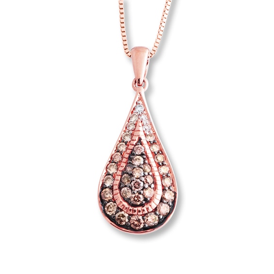 Previously Owned Brown Diamond Necklace 3/8 ct tw Round-cut 10K Rose Gold