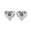 Thumbnail Image 0 of Previously Owned Brown Diamond Heart Earrings 1/15 ct tw Sterling Silver