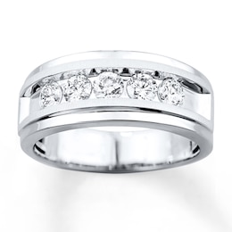 Previously Owned Men's Diamond Wedding Band 1 ct tw Round-cut 10K White Gold