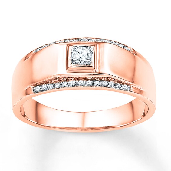 Previously Owned Men's Wedding Band 1/6 ct tw Diamonds 10K Rose Gold