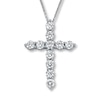 Thumbnail Image 0 of Previously Owned Diamond Cross Necklace 2 ct tw Round-cut 14K White Gold