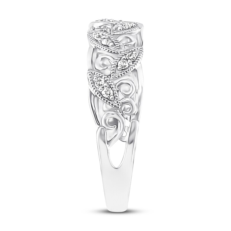 Main Image 2 of Previously Owned Diamond Leaf Ring 1/8 ct tw Round-cut 10K White Gold