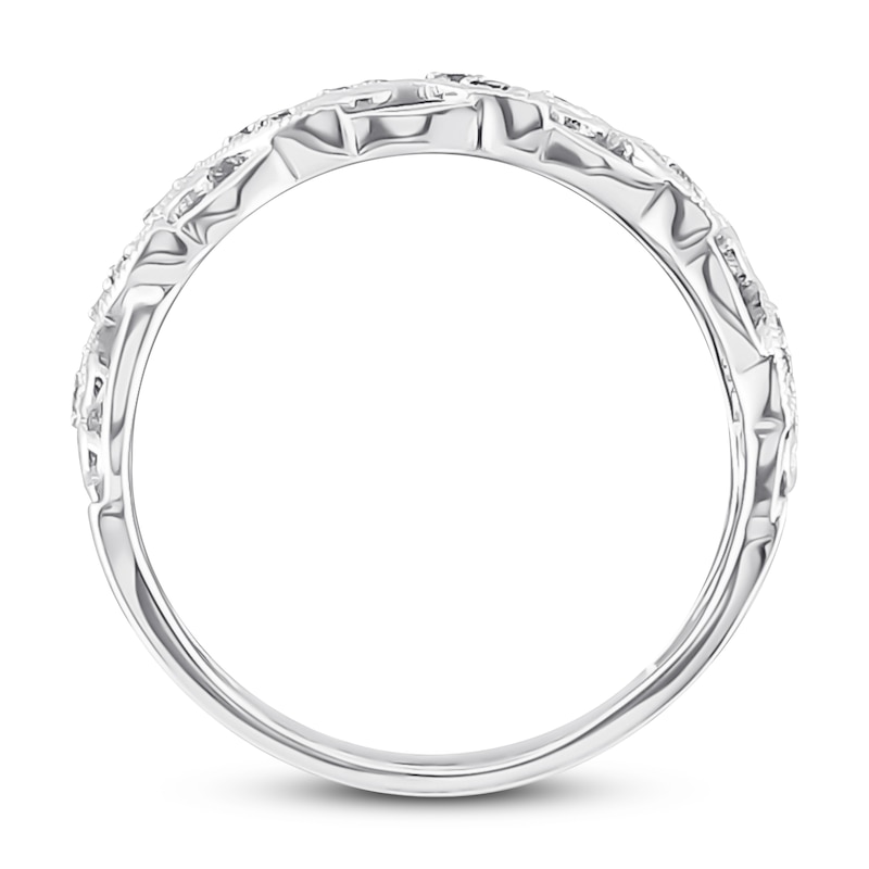 Main Image 3 of Previously Owned Diamond Leaf Ring 1/8 ct tw Round-cut 10K White Gold