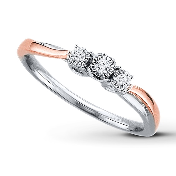 Previously Owned Diamond Promise Ring 1/20 ct tw Sterling Silver & 10K Rose Gold