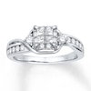 Previously Owned Diamond Engagement Ring 5/8 ct tw Princess & Round-cut 14K White Gold