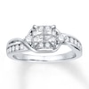 Thumbnail Image 1 of Previously Owned Diamond Engagement Ring 5/8 ct tw Princess & Round-cut 14K White Gold