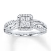 Previously Owned Diamond Ring 1/2 ct tw Princess & Round-cut 14K White Gold