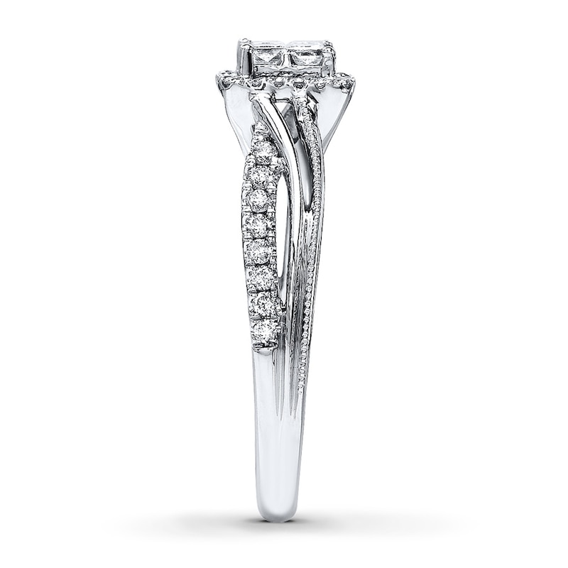 Main Image 3 of Previously Owned Diamond Ring 1/2 ct tw Princess & Round-cut 14K White Gold