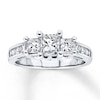 Thumbnail Image 1 of Previously Owned 3-Stone Diamond Ring 2 ct tw Princess-cut 14K White Gold