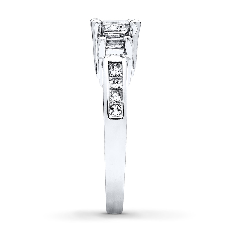 Main Image 3 of Previously Owned 3-Stone Diamond Ring 2 ct tw Princess-cut 14K White Gold