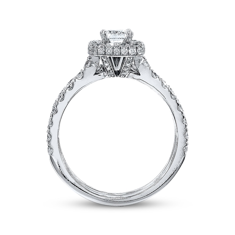 Previously Owned Neil Lane Diamond Bridal Set 1-7/8 ct Emerald/Round-Cut 14K White Gold