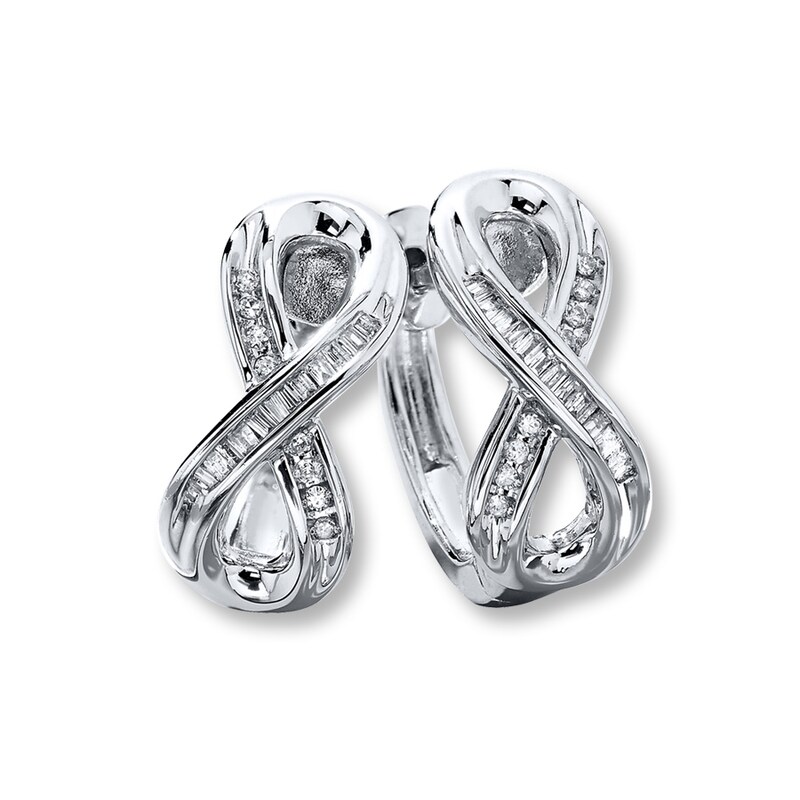 Main Image 1 of Previously Owned Infinity Symbol Earrings 1/6 ct tw Diamonds Sterling Silver