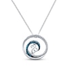 Thumbnail Image 1 of Previously Owned Blue & White Diamond Open Heart Wave Necklace 1/10 ct tw Sterling Silver 18&quot;