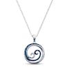 Thumbnail Image 1 of Previously Owned Blue & White Diamond Waves Necklace 1/6 cttw Sterling Silver 18&quot;