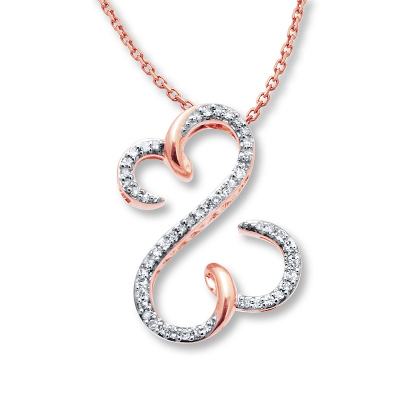 Main Image 1 of Previously Owned Diamond Necklace 1/8 ct tw 10K Rose Gold 18&quot;