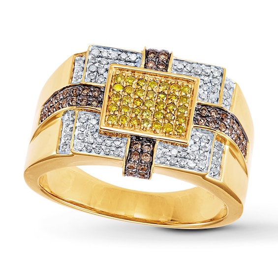 Previously Owned Men's Diamond Ring 3/4 ct tw Round-cut 10K Yellow Gold