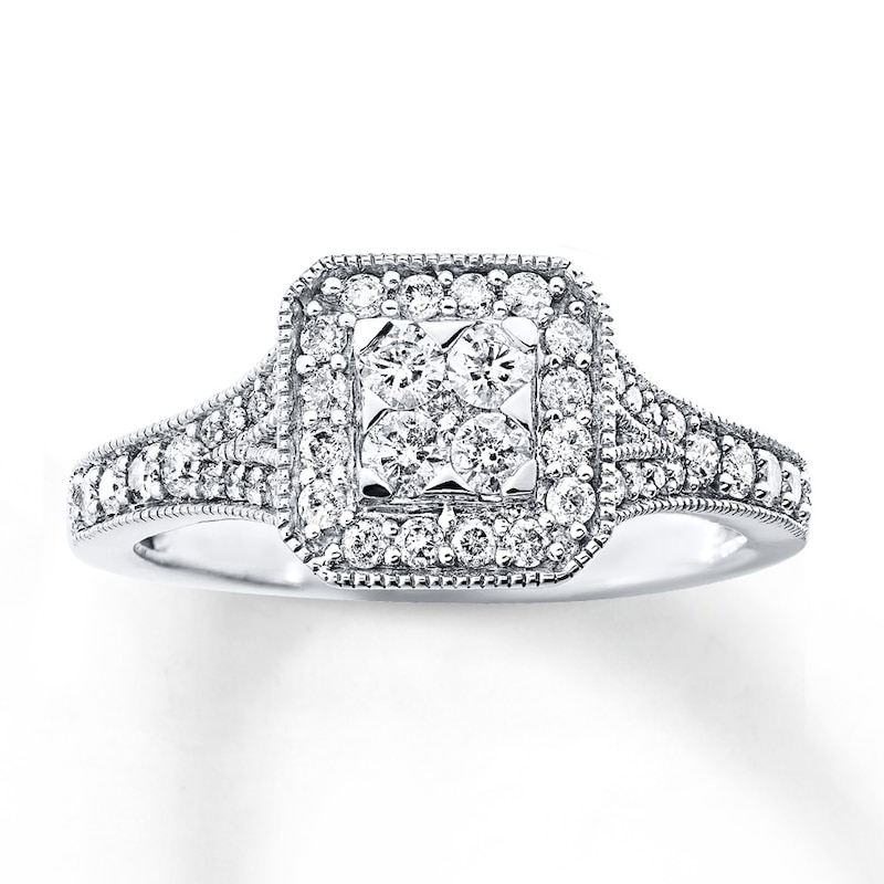 Main Image 1 of Previously Owned Ring 1/2 ct tw Round-cut Diamonds 10K White Gold