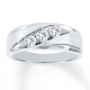 Thumbnail Image 1 of Previously Owned Men's Diamond Wedding Band 5/8 ct tw Round-cut 10K White Gold