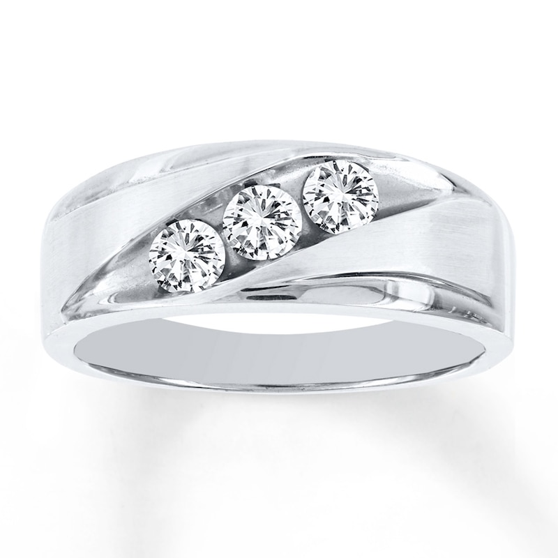 Main Image 1 of Previously Owned Men's Diamond Wedding Band 5/8 ct tw Round-cut 10K White Gold