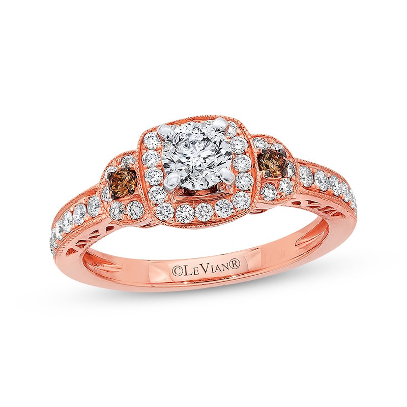 Previously Owned Le Vian Engagement Ring 3/4 ct tw Round-cut Diamonds 14K Strawberry Gold