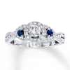 Previously Owned Diamond/Sapphire Engagement Ring 3/4 ct tw Round-cut 14K White Gold