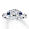 Thumbnail Image 1 of Previously Owned Diamond/Sapphire Engagement Ring 3/4 ct tw Round-cut 14K White Gold