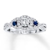 Thumbnail Image 0 of Previously Owned Diamond/Sapphire Engagement Ring 3/4 ct tw Round-cut 14K White Gold