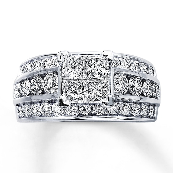 Previously Owned Diamond Ring 2-5/8 ct tw Princess-cut 14K White Gold
