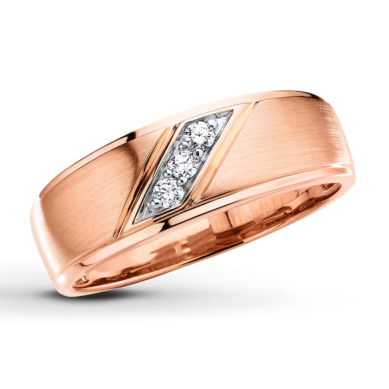 Main Image 1 of Previously Owned Men's Diamond Wedding Band 1/10 ct tw Round-cut 10K Rose Gold