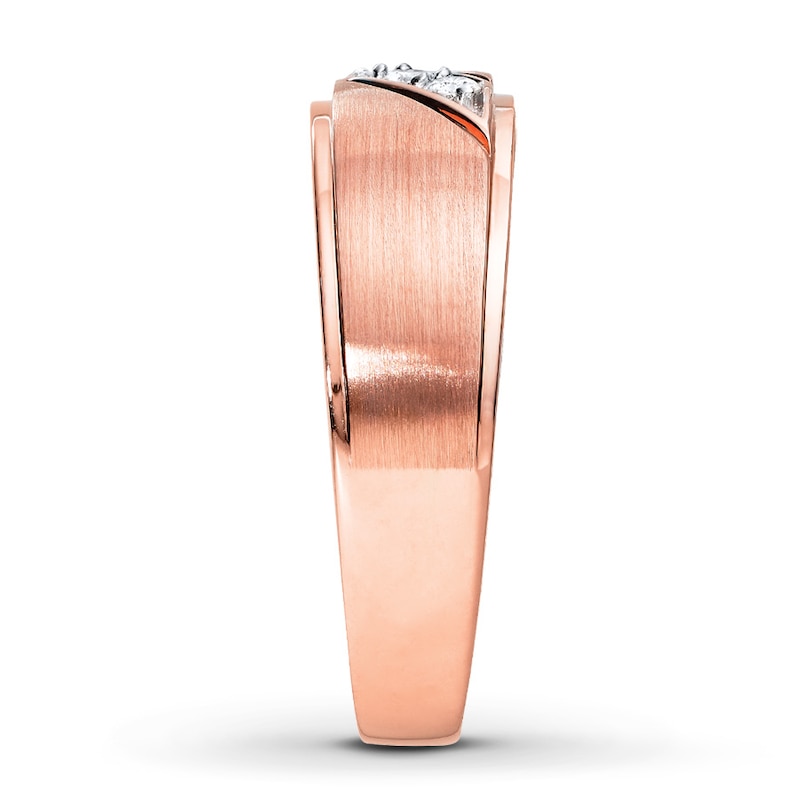 Main Image 3 of Previously Owned Men's Diamond Wedding Band 1/10 ct tw Round-cut 10K Rose Gold