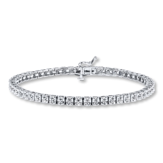 Previously Owned Diamond Bracelet 1/6 ct tw Round-cut 10K White Gold 7.25"