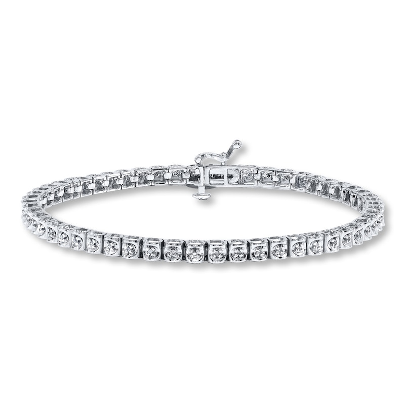 Previously Owned Diamond Bracelet 1/6 ct tw Round-cut 10K White Gold 7.25"