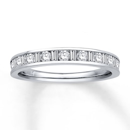 Previously Owned Diamond Anniversary Band 1/2 ct tw Baguette & Round-cut 14K White Gold