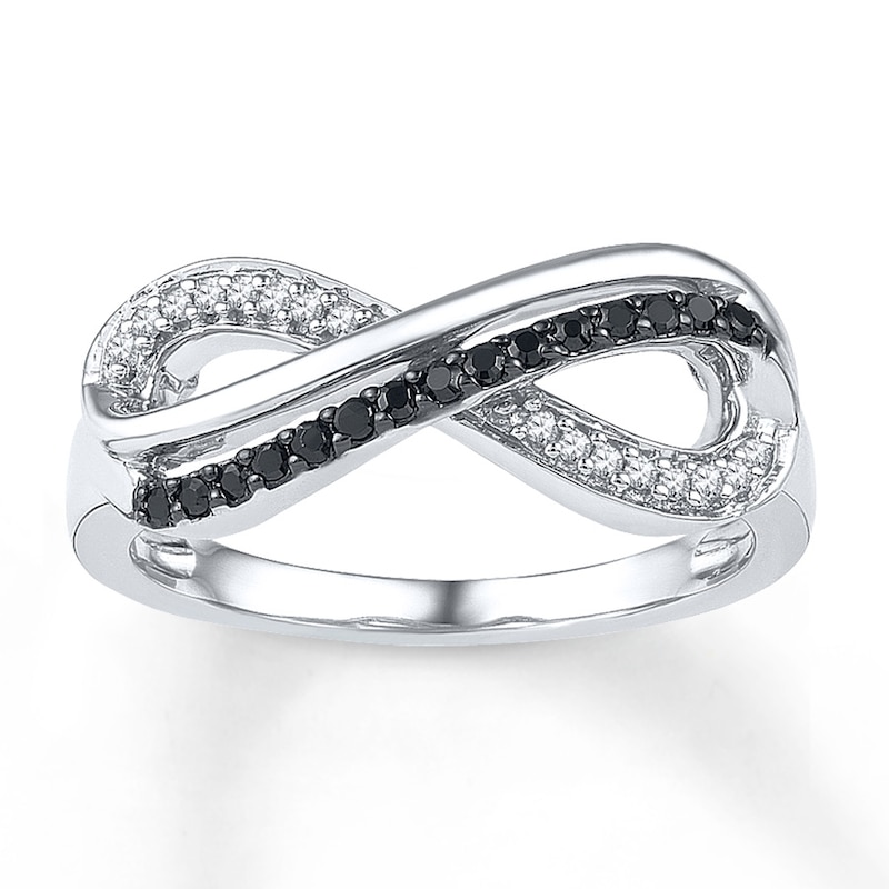 Main Image 1 of Previously Owned Infinity Symbol Ring 1/6 ct tw Diamonds Sterling Silver