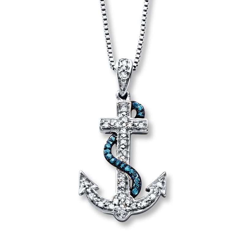 Previously Owned Anchor Necklace 1/10 ct tw Diamonds Sterling Silver