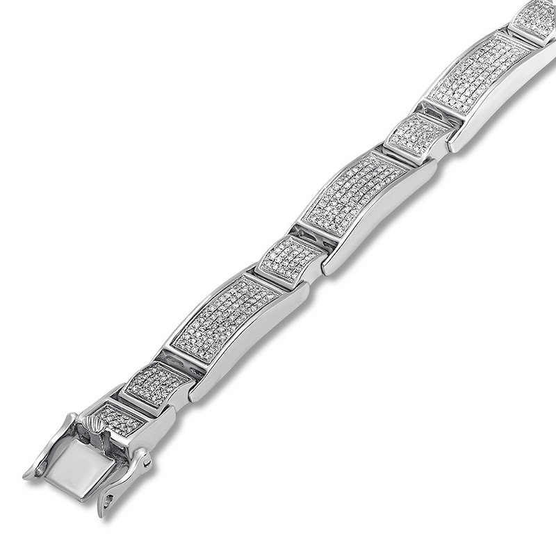 Previously Owned Men's Diamond Bracelet 2 ct tw Round-cut Sterling Silver 8.25"