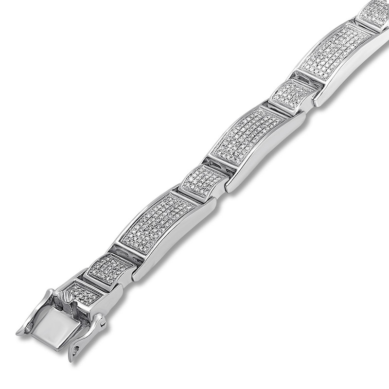 Main Image 2 of Previously Owned Men's Diamond Bracelet 2 ct tw Round-cut Sterling Silver 8.25&quot;