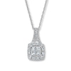 Thumbnail Image 1 of Previously Owned Diamond Necklace 3/8 ct tw Princess & Round-Cut 10K White Gold