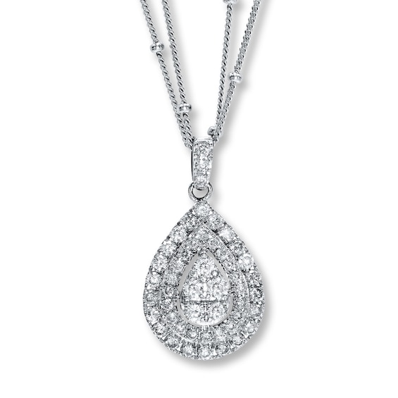 Previously Owned Diamond Necklace 1-1/4 ct tw Round-cut 14K White Gold