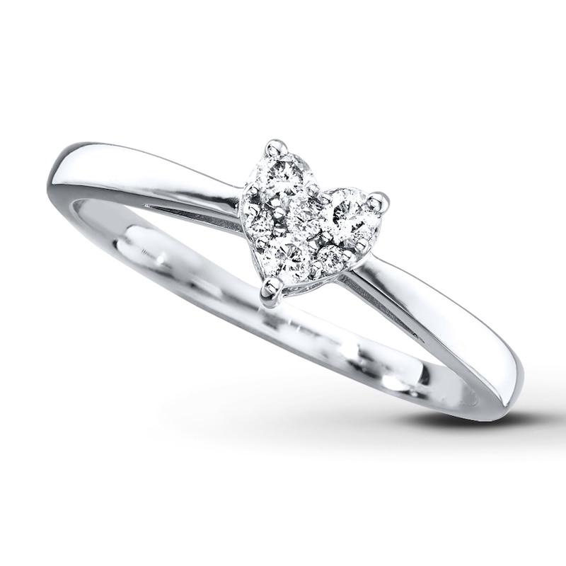 Main Image 1 of Previously Owned Heart Ring 1/8 ct tw Diamonds Sterling Silver