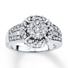 Thumbnail Image 1 of Previously Owned Diamond Ring 1 ct tw Round & Baguette 10K White Gold