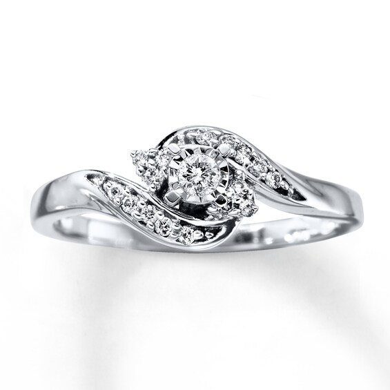 Previously Owned Diamond Engagement Ring / ct tw Round-cut 14K White Gold