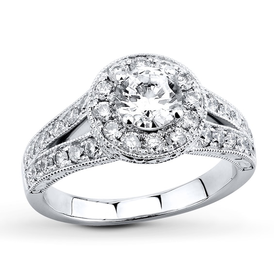 Previously Owned Diamond Engagement Ring 1-3/8 ct tw Round-cut 14K White Gold