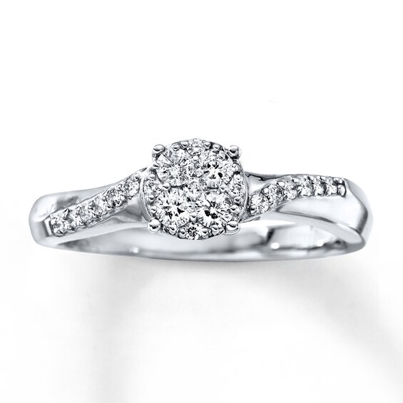 Previously Owned Diamond Ring 1/5 cttw Round-cut 10K White Gold